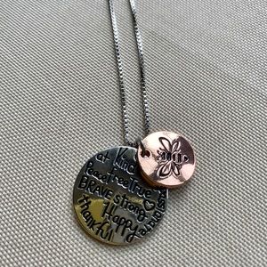 Kindness Silver Tone Charm Necklace